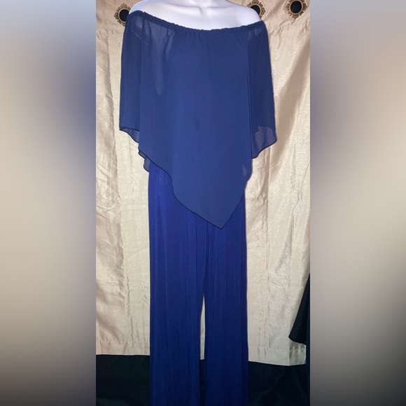 Women’s Gabriella Rocha Jumpsuit Off Shoulder Dark Blue Size XS 31” Inseam - Picture 9 of 16